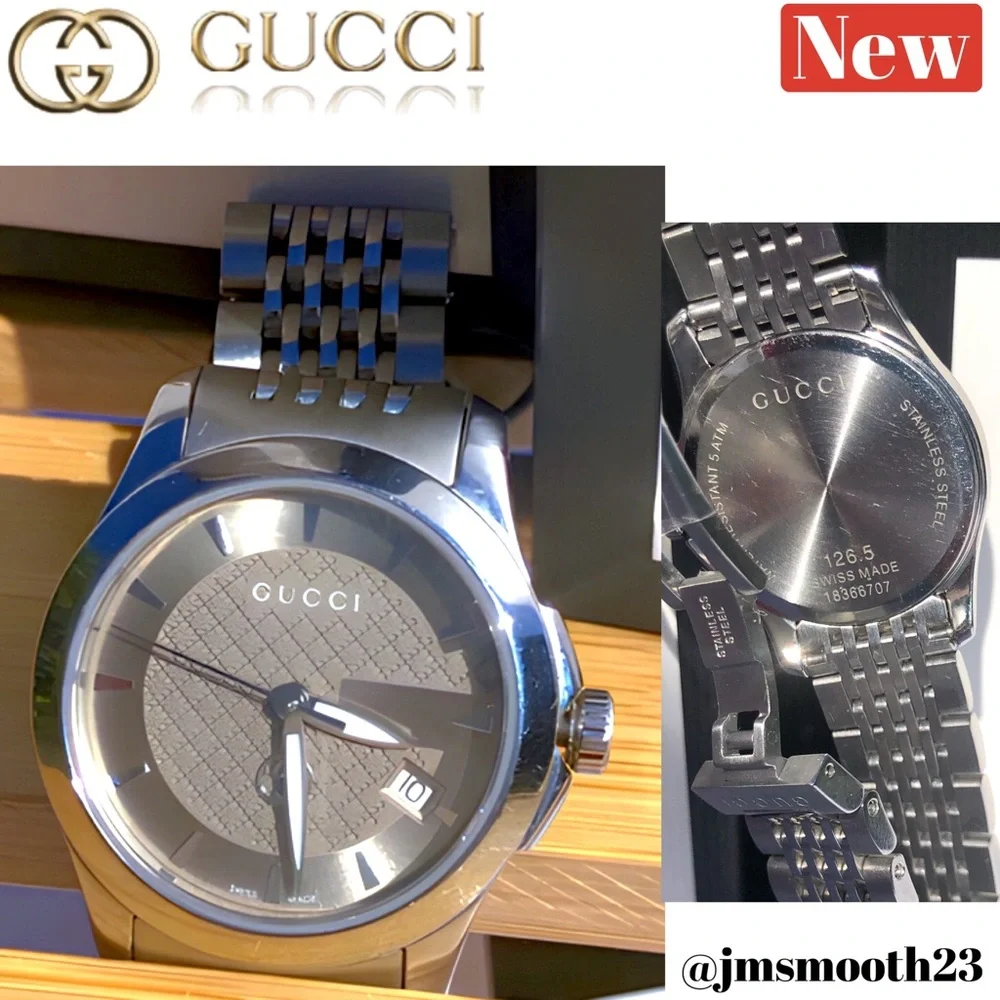 🆕 Gucci G-Timeless Stainless Steel Watch Tan & Silver - Picture 9 of 16